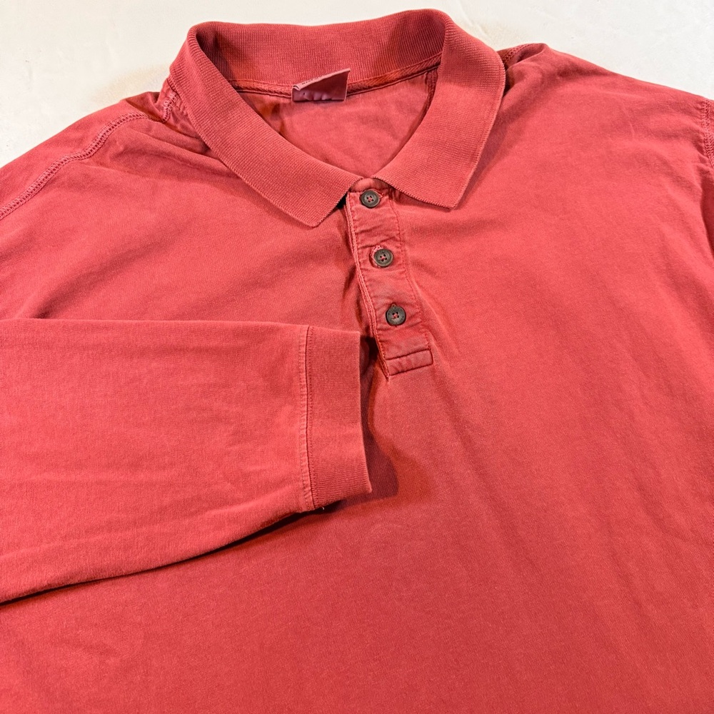 Woolrich Long Sleeve Polo‎ Red Long Sleeve Polo XXL Preppy Casual Cotton Travel